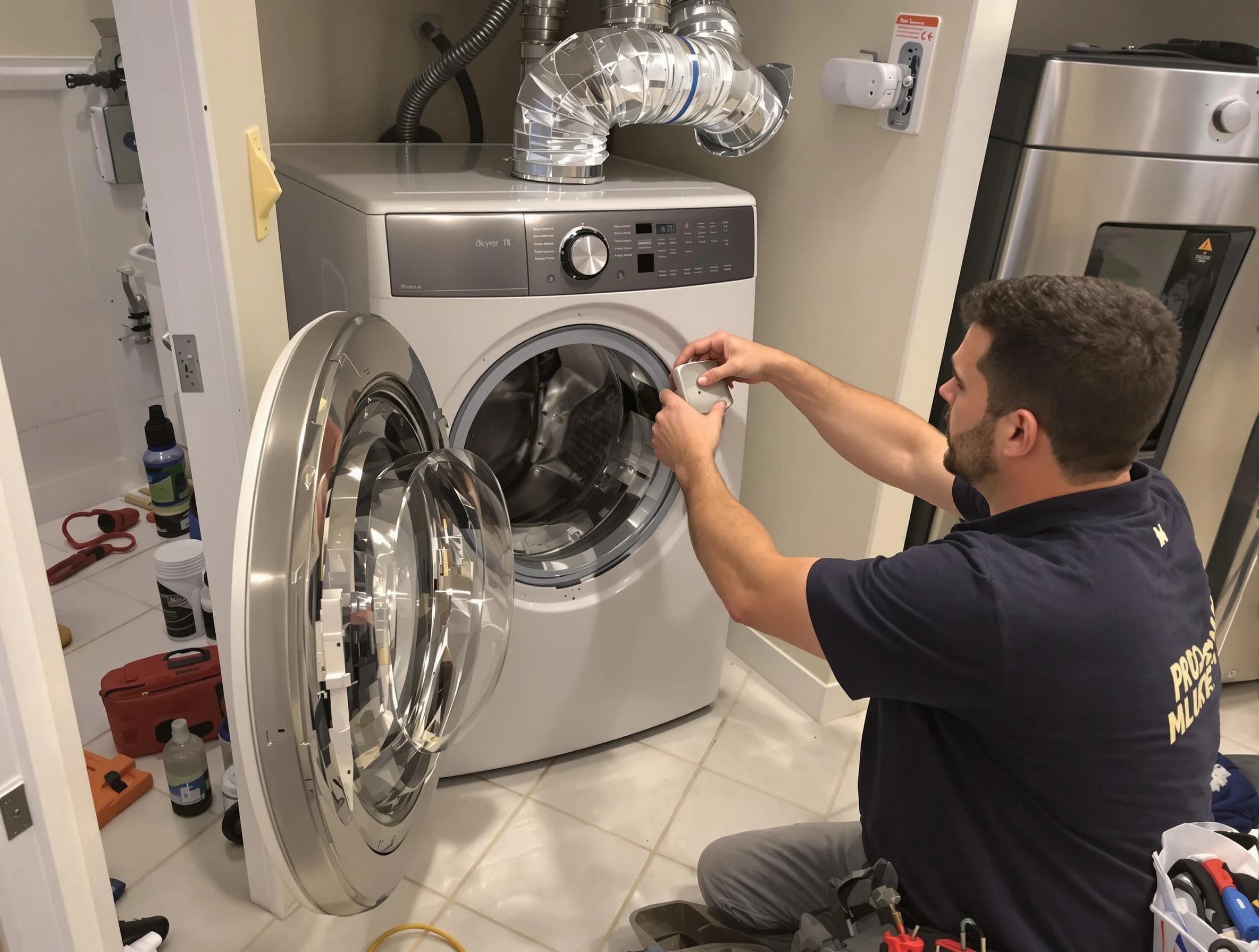 Canonsburg Dryer Vent Cleaning technician performing precise dryer vent hose installation in Canonsburg